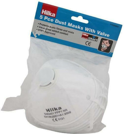 Hilka Halbes Gesicht mit FFP1 Schutzfilter Dust Mask with Valve 5Stück