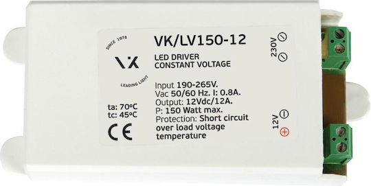 VK Lighting Surse De Alimentare LED Reglabil IP54 Putere 150W Cu Tensiune Ieșire 12V