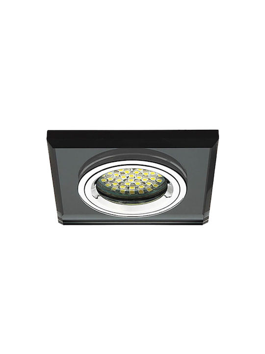 Vivalux Grace SL401 Square Glass Recessed Spot with Socket G5 Black 9x9cm. 1pcs