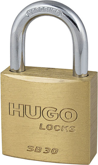 Hugo Locks Key Alike SB30 Steel Padlock Brass with Key 30mm 3pcs