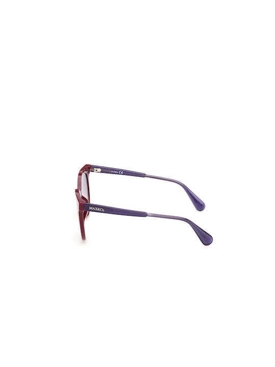 Max & Co Women's Sunglasses with Burgundy Plastic Frame and Purple Gradient Lens MO0044 69W