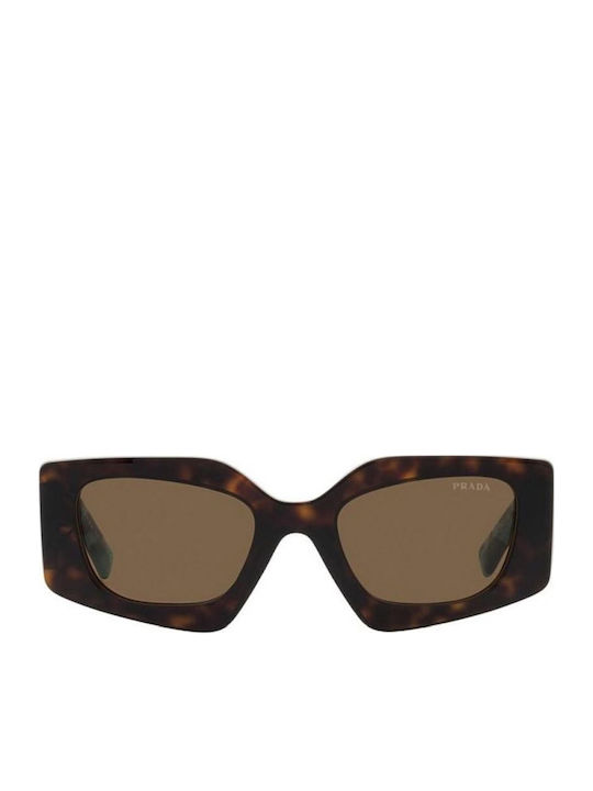 Prada Women's Sunglasses with Brown Tartaruga Plastic Frame and Brown Lens PR15YS 2AU06B