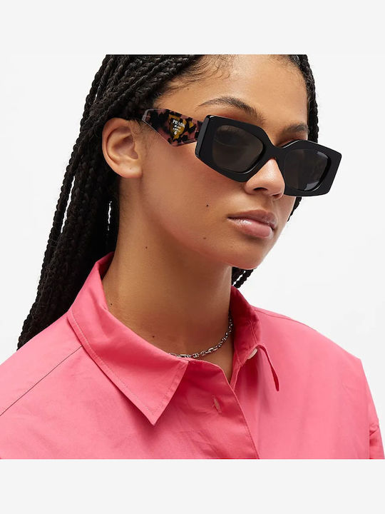 Prada Women's Sunglasses with Brown Tartaruga Plastic Frame and Brown Lens PR15YS 2AU06B