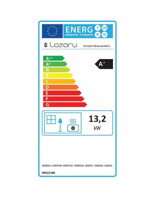Lazaru Prisma Premium 90/51 Șemineu cu inserție Lemn Aeroterma 13.2kW Prismatic cu ușă glisantă de cabinet