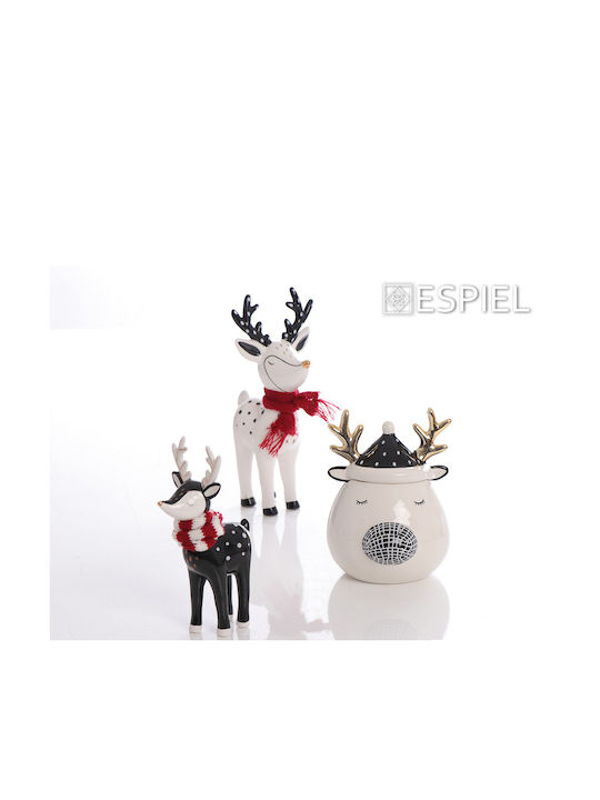 Espiel Christmas Ceramic Figure Reindeer White Height 24.6cm