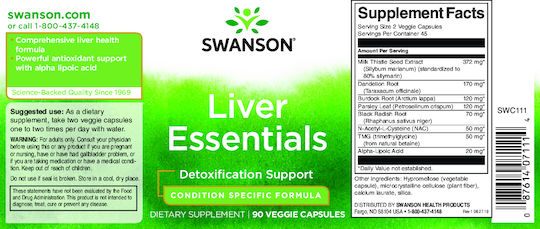 Swanson Liver Essentials Special Food Supplement 90 veg. caps