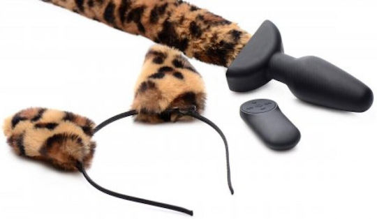 XR Tailz Moving & Vibrating Anal Plug Panther Tail Anal Plug with Wireless Functionality and Vibration Brown