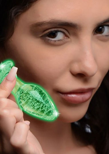 Booty Sparks Glow-In-The-Dark Glass Anal Plug Klein Green