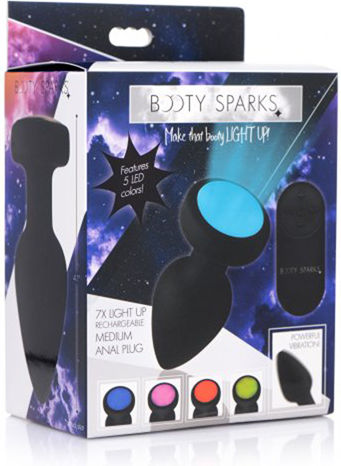 Booty Sparks LED Light Anal Plug with Wireless Functionality and Vibration Medium Black 10.40cm