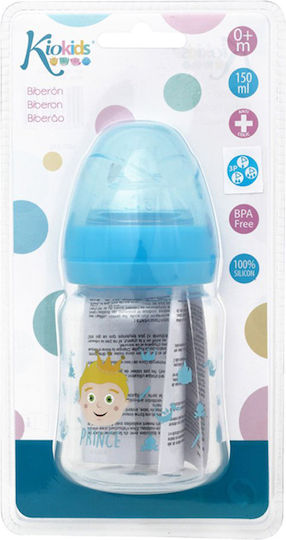 Kiokids Plastic Baby Bottle Prince with Silicone Teat for 0+ Months Blue Prince - Blue 150ml