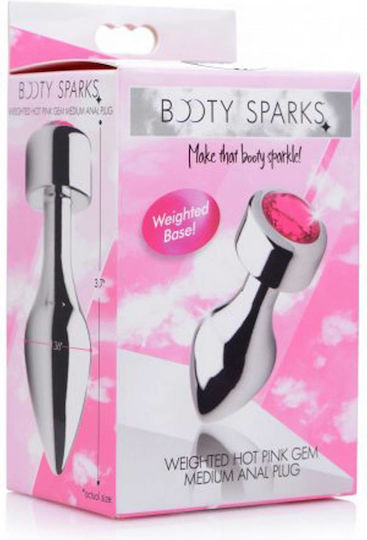 Booty Sparks Gem Weighted Πρωκτική Σφήνα Medium Silver / Pink 9.5cm