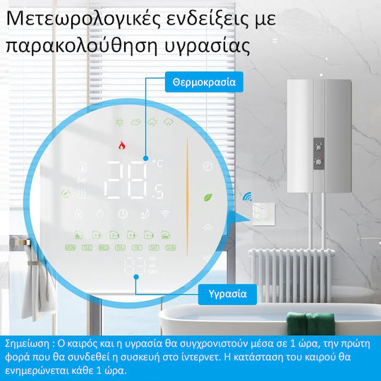 MOES WHT-006-GC-WH-MS Smart Digital Thermostat with Touch Screen και Wi-Fi