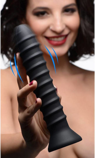 Master Series Power Screw 10x Sprial Silicone Vibrator Πρωκτικός Δονητής Μαύρος 20cm