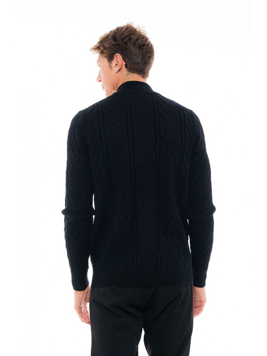 Biston Men's Knitted Cardigan with Zipper Black