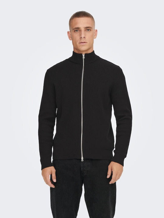 Herren Strickjacke Schwarz