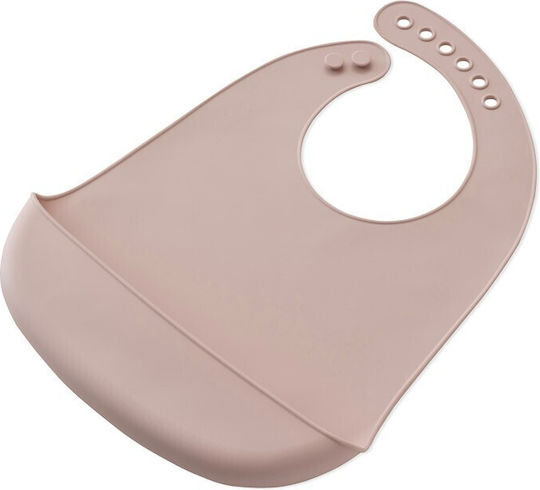 Interbaby Waterproof Bib Silicone with Button & Pocket Dark Pink for 0 m+
