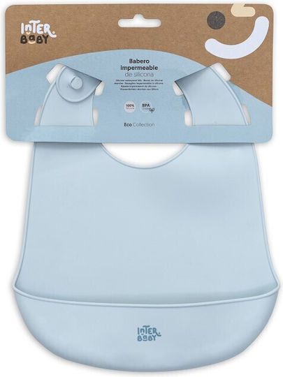 Interbaby Wasserdicht Lätzchen Silikon mit Taste & Tasche Blue für 0 m+