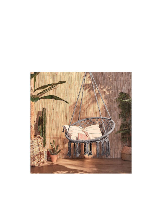 Boho Leagăn suspendat fotoliu cu pernă Metal Gri Rezistență până la 150kg L80xL63xH100cm