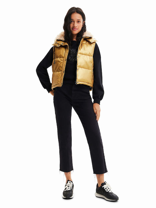 Gotemburgo Kurz Damen Ärmellos Puffer Jacke für Winter Gold