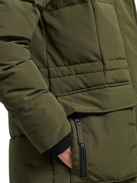 Everest Women's Long Puffer Jacket for Winter with Detachable Hood Surplus Goods Olive