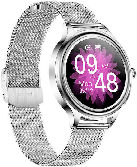 Kumi K3 Edelstahl 39mm Smartwatch mit Pulsmesser (Silber)