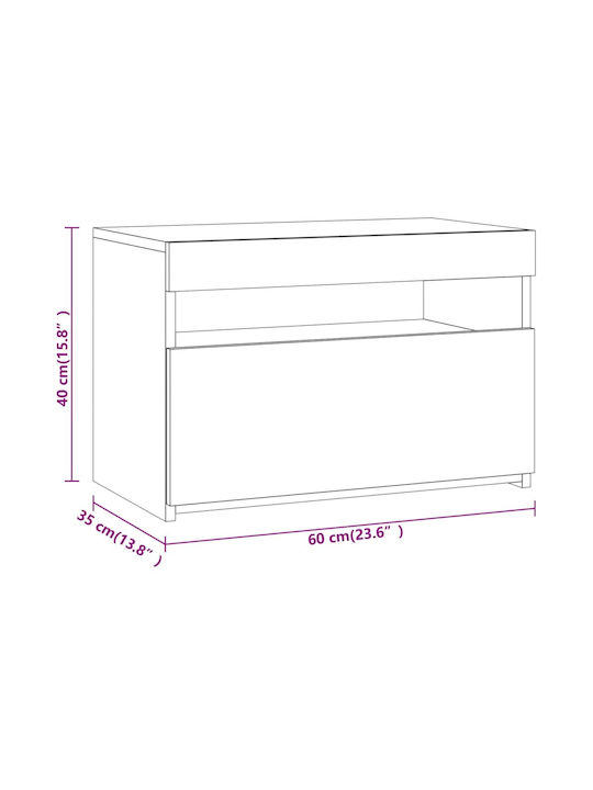 Έπιπλο Τηλεόρασης με Φωτισμό LED Γκρι Sonoma Μ60xΠ35xΥ40cm