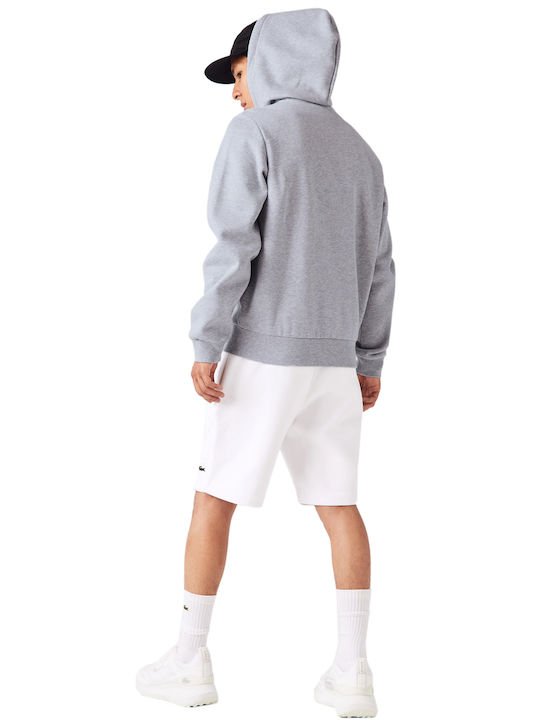 Lacoste Herren Sweatshirt Jacke mit Kapuze und Taschen Grey Chine