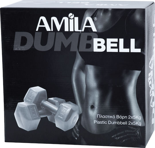 AMILA Σετ Βαράκια Εξάγωνα Βινυλίου 2 x 5kg