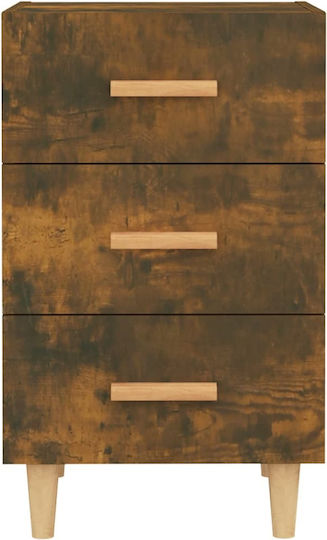 Κομοδίνο Ξύλινο Καπνιστή Δρυς 40x40x66cm