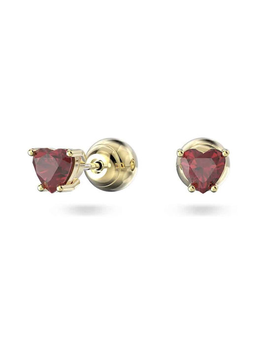 Swarovski Stilla Heart Обици Позлатен с Камъни