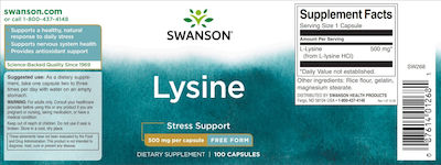 Swanson Free-Form L-Lysine Stressbewältigung 500mg 100 Mützen