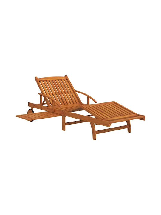 Liegestuhl Hölzernes Braun mit Tisch 2Stück 200x68x30cm.