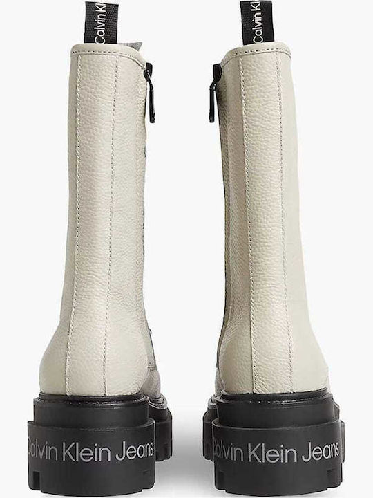 Leder Stiefeletten Damen Beige