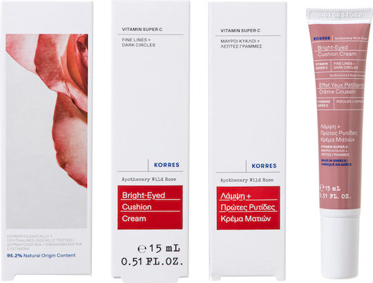 Korres Apothecary Wild Rose Bright-Eyed Cushion Cream Κρέμα Ματιών για Αντιγήρανση , Μαύροι Κύκλοι , Ενυδάτωση & Λάμψη 15ml