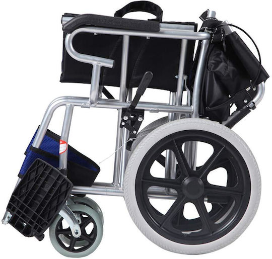SuperOrtho Transporter Wheelchair Folding Lightweight with Folding Back 45cm SUPER_BE722 Blue