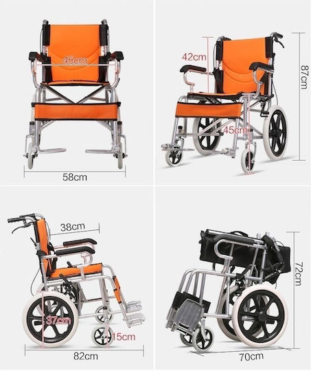 SuperOrtho Transporter Αναπηρικό Αμαξίδιο Πτυσσόμενο Ελαφρού Τύπου με Αναδιπλούμενη Πλάτη 45cm SUPER_GR722 Πράσινο