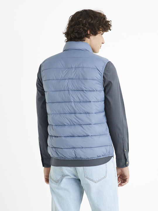 Celio Bulock Men's Sleeveless Puffer Jacket Light Blue