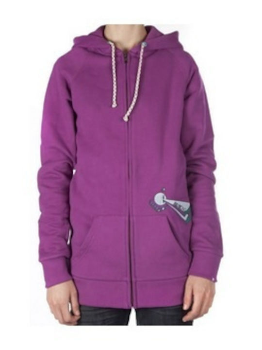 Nilam Zip Hood Γυναικεία Ζακέτα με Φερμουάρ σε Μωβ Χρώμα