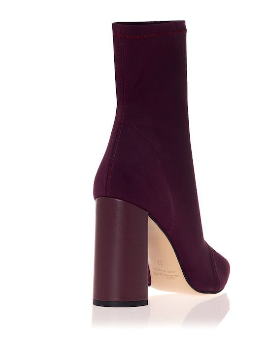 Women's Ankle Boots with High Heel Burgundy