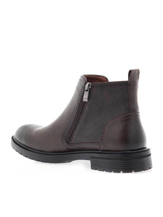 Brown Men's Boots with Zipper