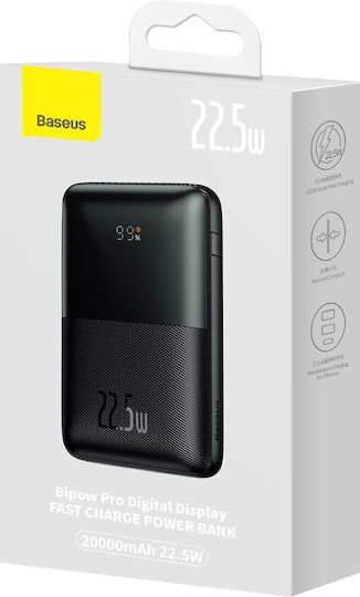 Baseus Bipow Pro Power Bank 20000mAh 22.5W with 2 USB-A Ports and USB-C Port Power Delivery Black