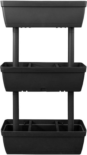 vidaXL Set of 6 Plastic Grey Planter Boxes 100cm