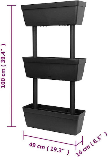 vidaXL Set of 6 Plastic Grey Planter Boxes 100cm