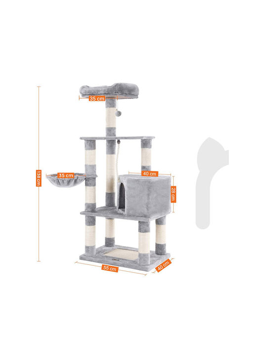 Feandrea Scratching Post Cat Trees Gray 5 levels 55x40x138cm