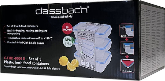 CLASSBACH C-FHD 4006 K Σετ Πλαστικά Δοχεία Φαγητού Διάφανα 3τμχ