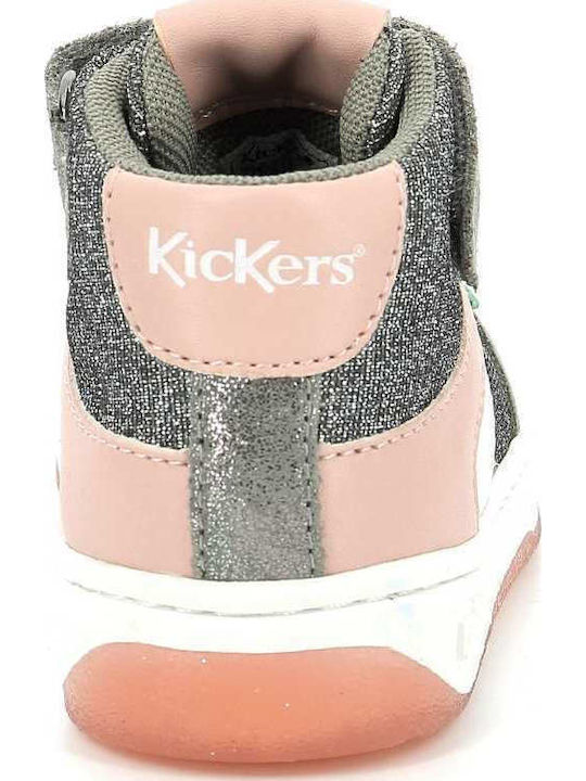 Kickalien Παιδικά Sneakers High Ανατομικά με Σκρατς Γκρι