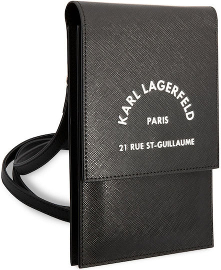 Karl Lagerfeld Saffiano Rue Saint Guillaume Чантичка до 7" Черен KLWBSARSGK