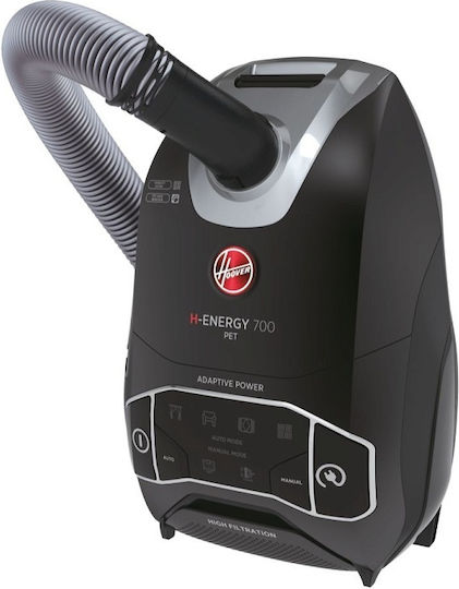 Hoover H-Power 700 HE720PET 011 Ηλεκτρική Σκούπα 850W με Σακούλα 6lt Μαύρη