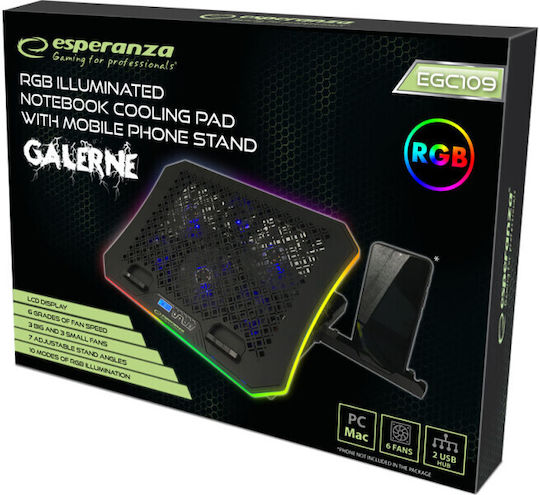Esperanza Galerne Pad de răcire pentru laptop până la 19" cu 6 ventilatoare și iluminare