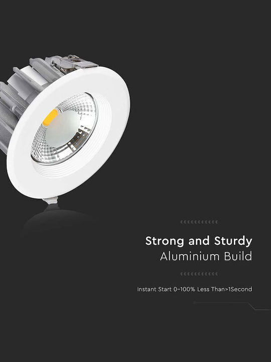 V-TAC Στρογγυλό Χωνευτό LED Panel 40W με Ψυχρό Λευκό Φως 6500K